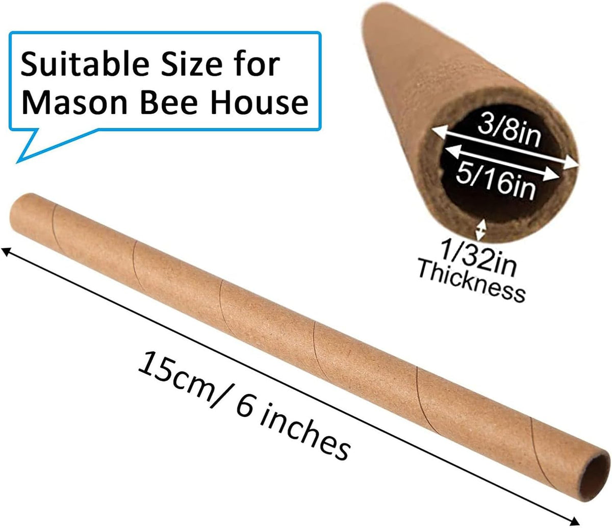Cardboard Mason Bee House Tubes 6 Inches Paper Tubes for Mason Bees (200)