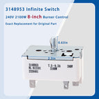 3148953 Infinite Control Switch for Whirlpool 8" Electric Cooktop Burner