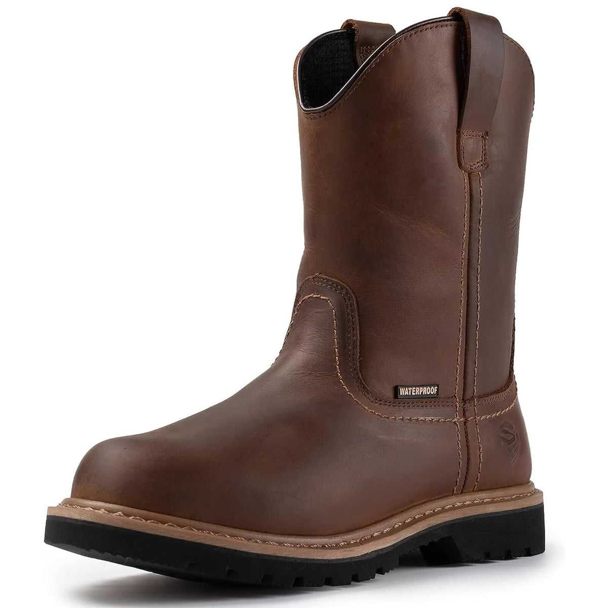 Men's Waterproof Wellington Work Boots,Soft Toe Brown,9.5