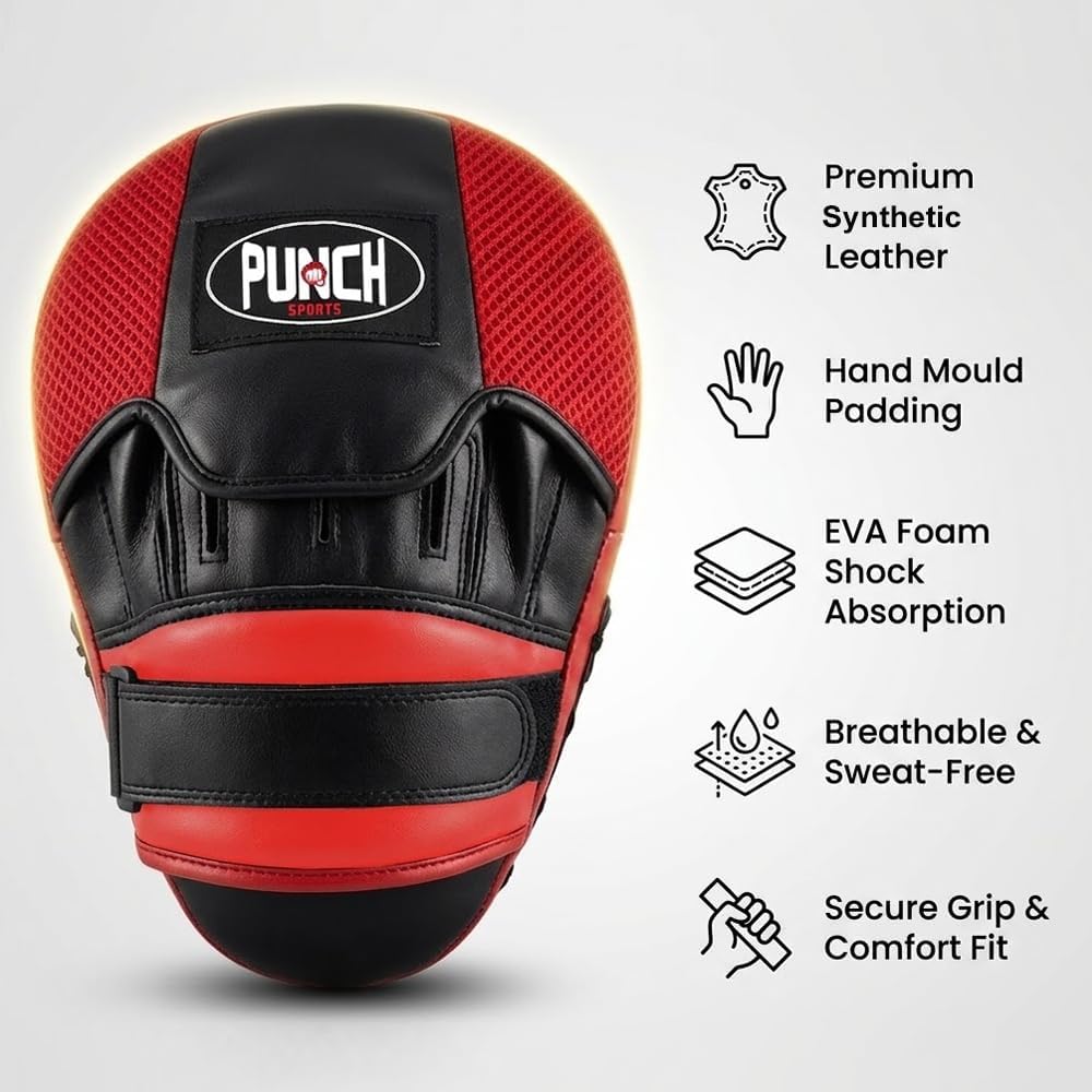 s Focus Mitts – Synthetic Leather Boxing Pads with Hand Molded Padding, EVA Foam Shock Absorption, Hook & Loop