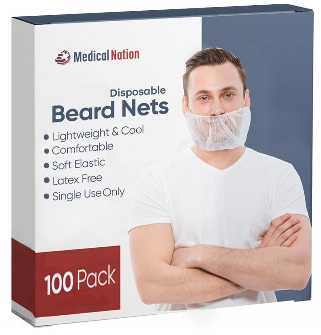 100 Pack Disposable Beard Nets for Men - Full Coverage Beard Covers, Breathable Beard Guards Food Service, Cooking