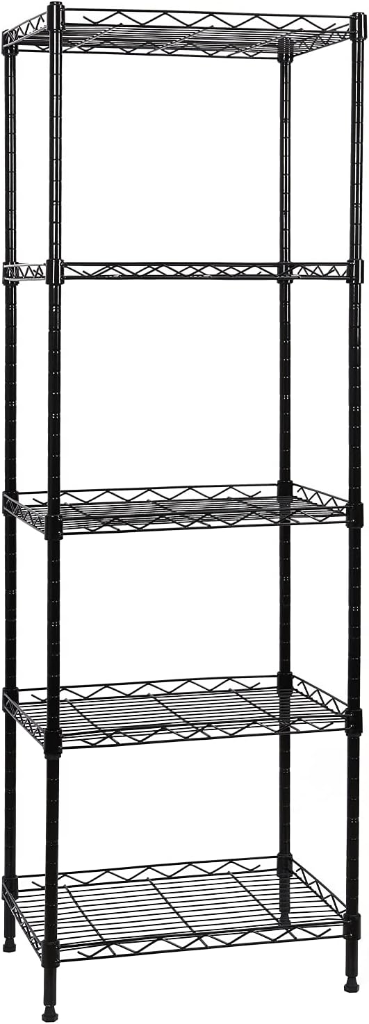 5-Tier Wire Shelving Adjustable Shelves Unit Metal Storage Rack for Laundry Bathroom Kitchen Pantry Closet