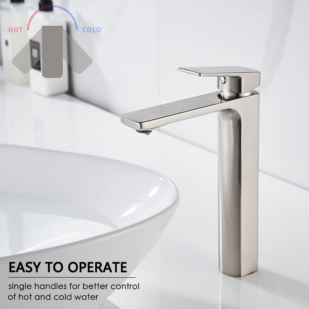 Vessel Sink Facuet Brushed Nickel Single Handle Tall Bathroom Sink Faucet Vanity Bathroom Faucet, Rv Lavatory Vanity