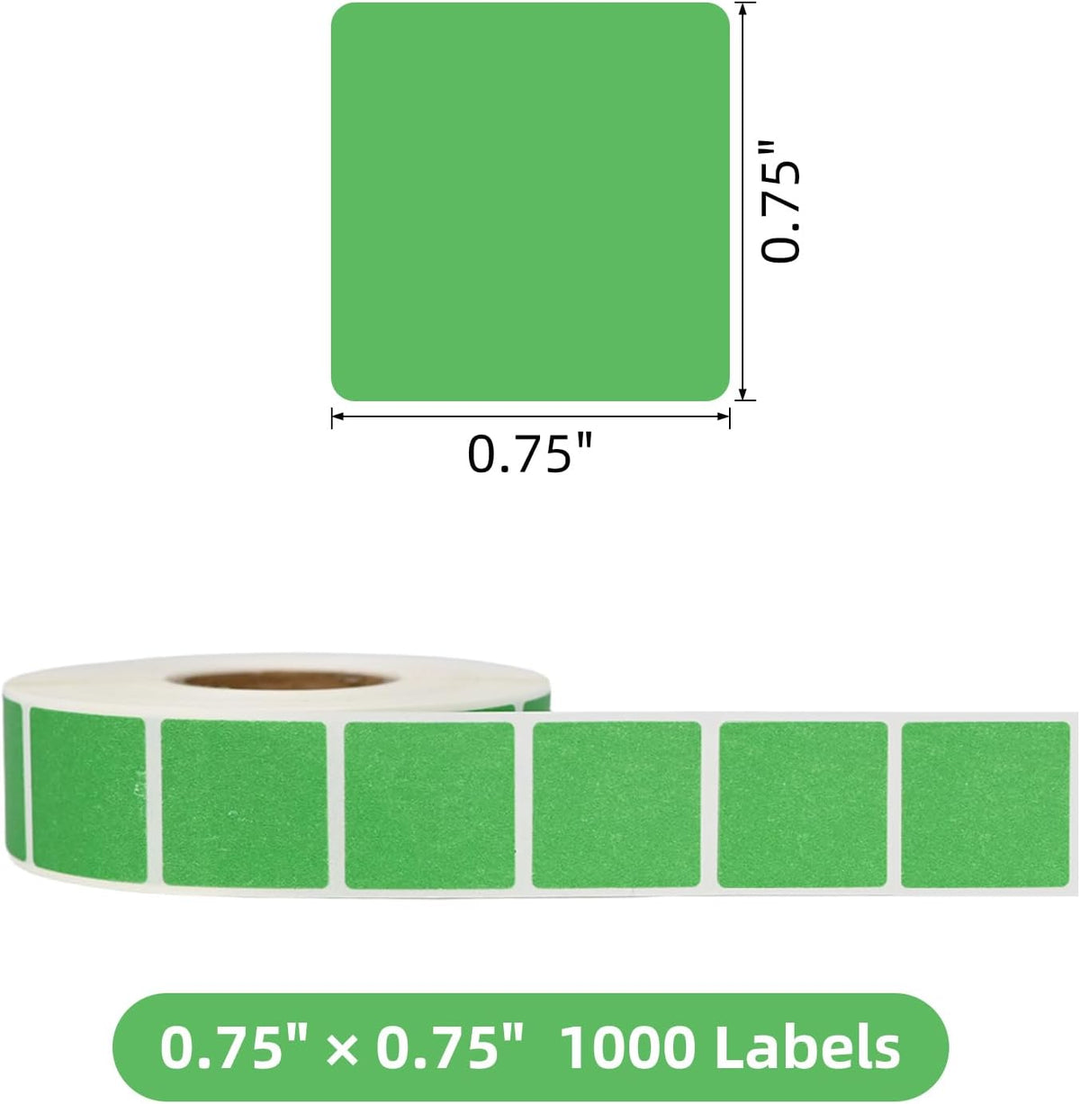1000 Pcs Dissolvable Labels 3/4" x 3/4" HACCP Green Square Labels