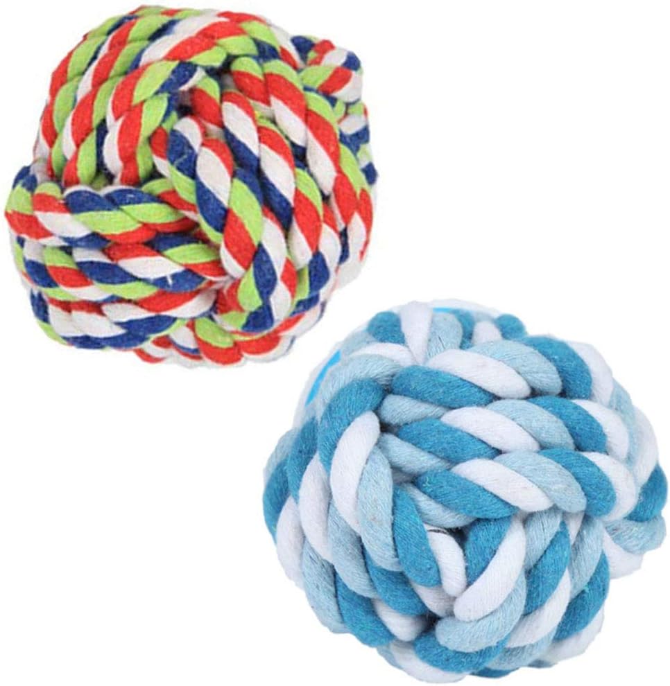 Dog Rope Ball 2Pack - Medium Breeds Knot Ball Rope Toys for Puppies to Medium Dogs, Teething Chewing, Tug and Boredom