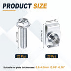PATIKIL 20Set M8 Body Bolts & U-Nuts Kit Bumper Splash Shield Clips Silver