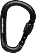 PearLock Screwgate Climbing Carabiner, HMS Shape, Black | large rope-bearing surface for Munter hitches and smooth