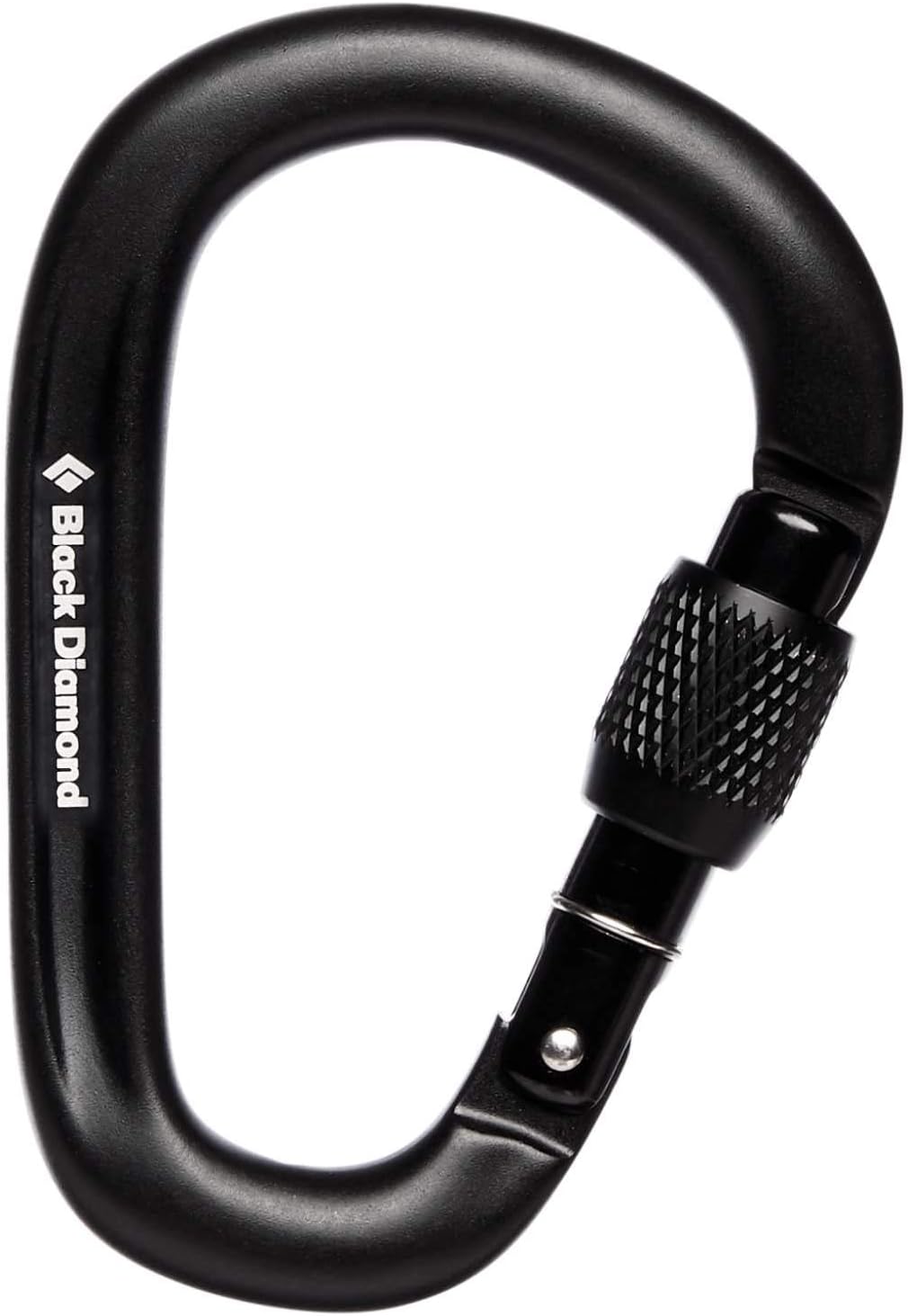 PearLock Screwgate Climbing Carabiner, HMS Shape, Black | large rope-bearing surface for Munter hitches and smooth