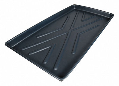 2370 Polyethylene Rack Containment Single Tray, 8 Gallon Capacity, 44" Length x 23-1/2" Width x 2-3/4" Height, Black