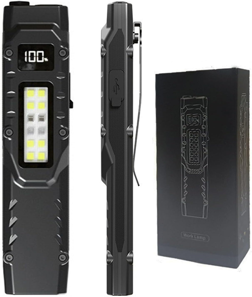 Tactical Flashlight, High Lumens EDC Flashlight with Digital Display, USB-C Rechargeable Flat Flashlight, Dual