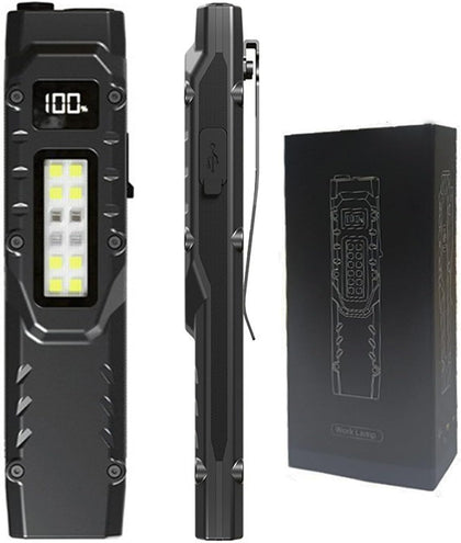 Tactical Flashlight, High Lumens EDC Flashlight with Digital Display, USB-C Rechargeable Flat Flashlight, Dual