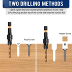 shengbenhao #4 Countersink Drill Bit Set for Wood 12Pcs Adjustable
