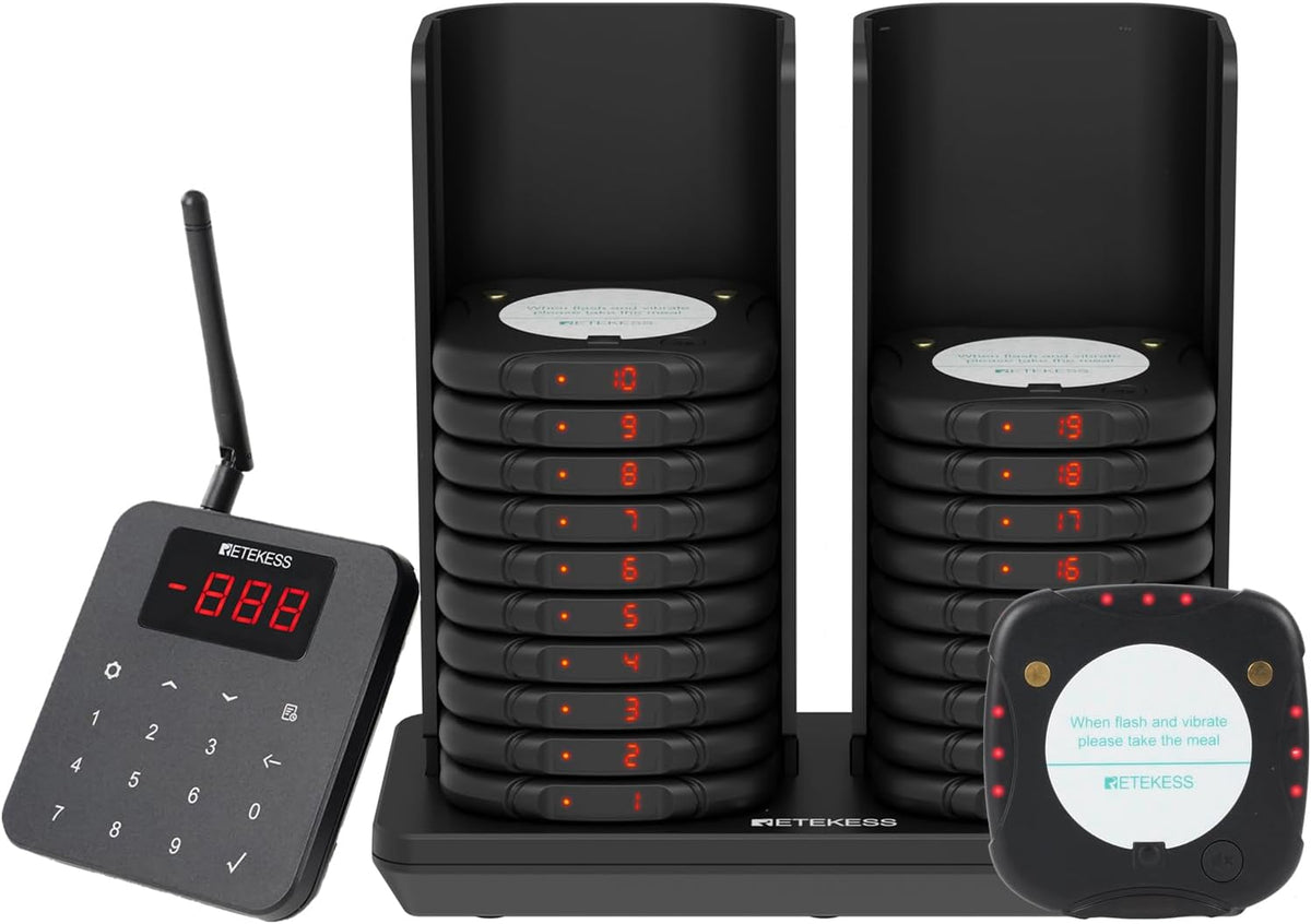 TD186 Restaurant Pager System, 600M Anti-tip Pagers, 20 Buzzers