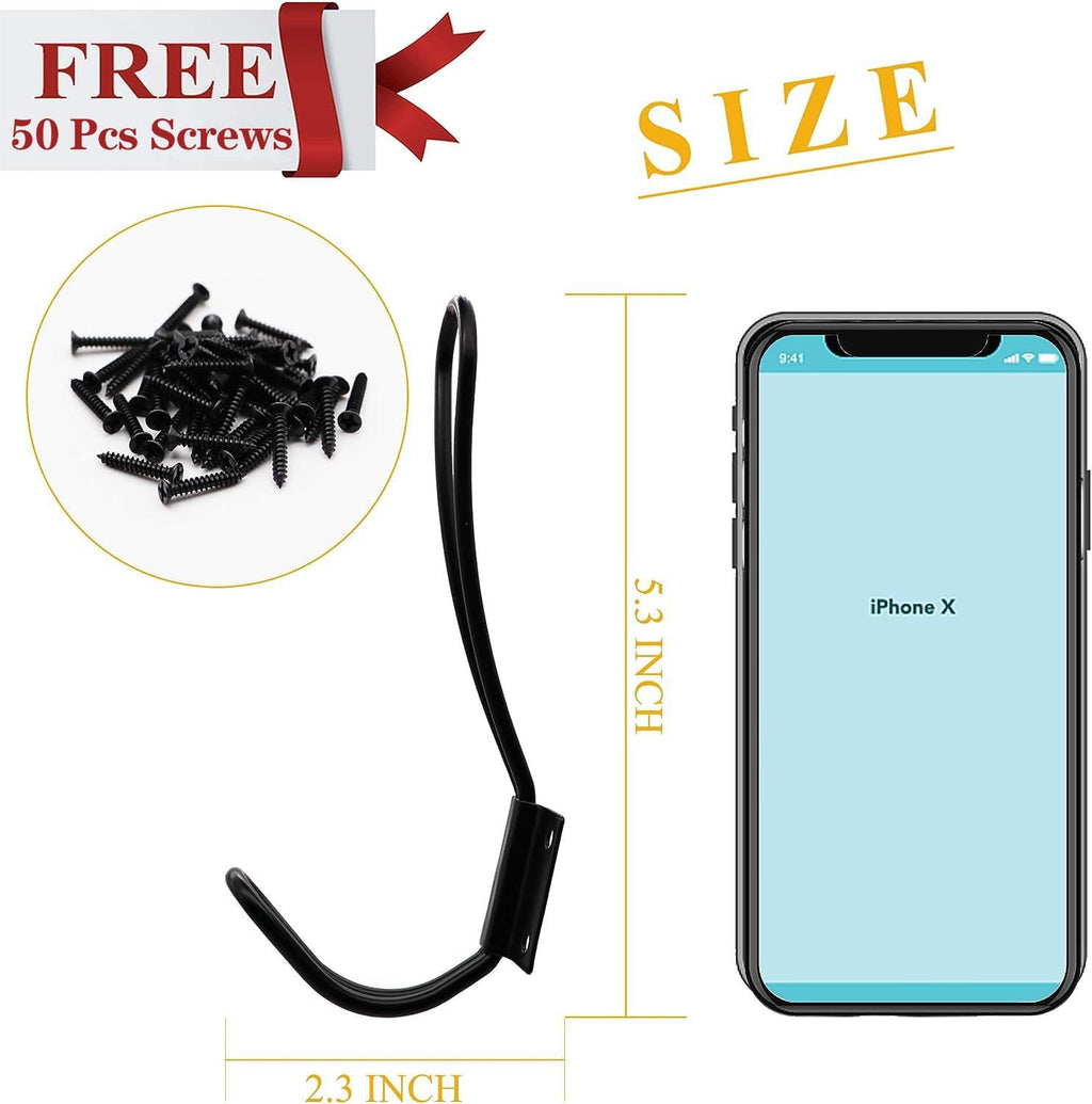 Rustic Entryway Hooks-12 Pack Farmhouse Hooks with Metal Screws Included, Black Decorative Wall Mounted Rustic Coat