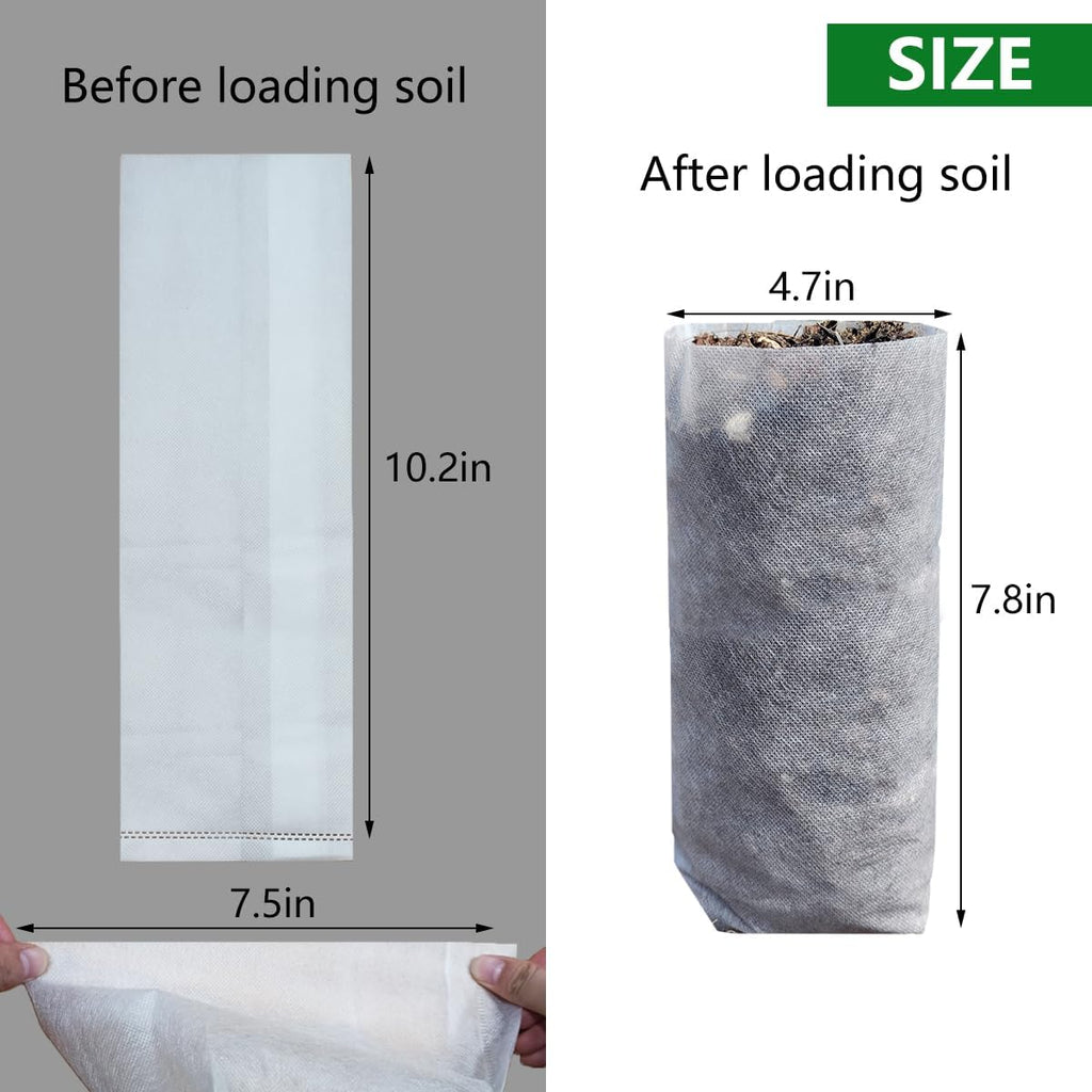 50 Pcs 10.2" H Deep Nursery Grow Bags, Non-Woven Plants Pots Container for Starting Rooted Plants Vegetable, Flower
