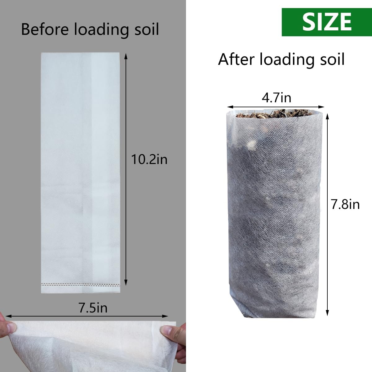 50 Pcs 10.2" H Deep Nursery Grow Bags, Non-Woven Plants Pots Container for Starting Rooted Plants Vegetable, Flower