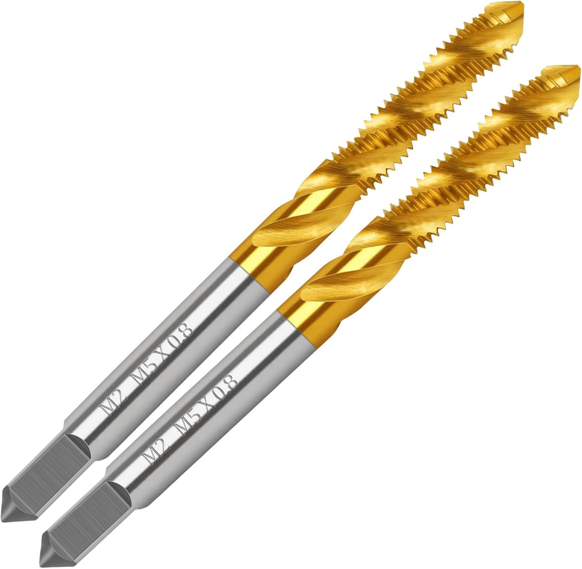 2Pcs M5x0.8 Spiral Flute Metric Thread Tap,Thread Milling Tap for Metal