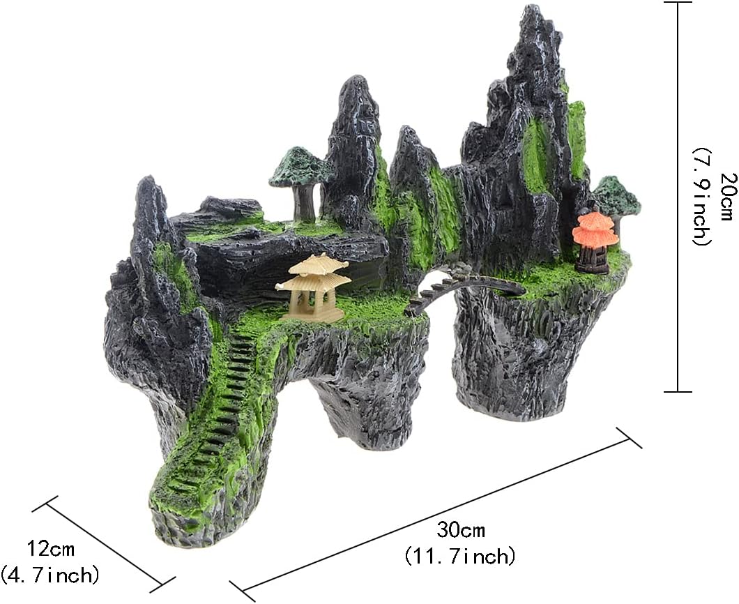 Mountain View Aquarium Ornament Tree House Bridge Fish Tank Decoration