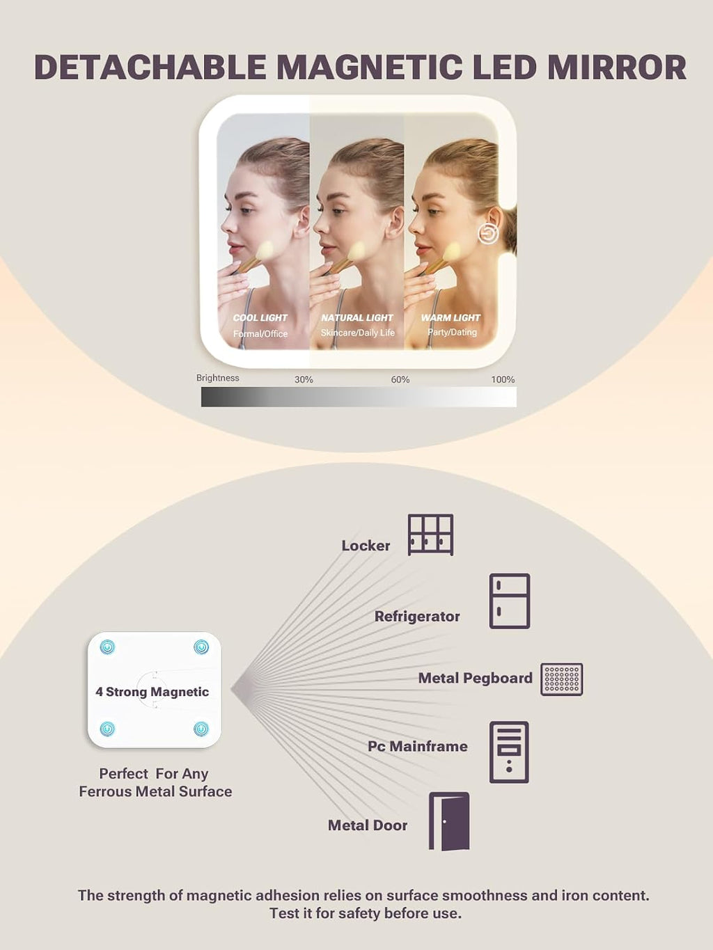 Makeup Box with Detachable Magnetic LED Mirror, Travel Train Case | Makeup Organizer, Cosmetic Travel Bag for Women