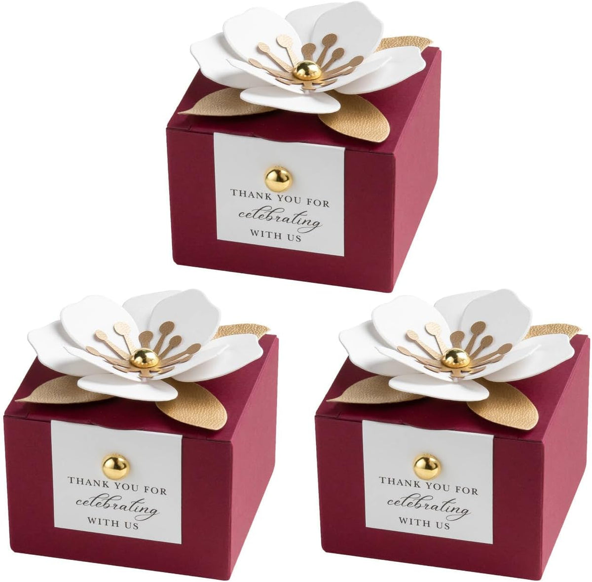 20 PCS Small Favor Boxes, Burgundy Candy Boxes 2.55x2.55x1.77