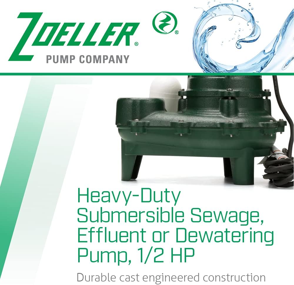 Zoeller Waste-Mate 267-0001 Sewage Pump, 1/2 HP Automatic