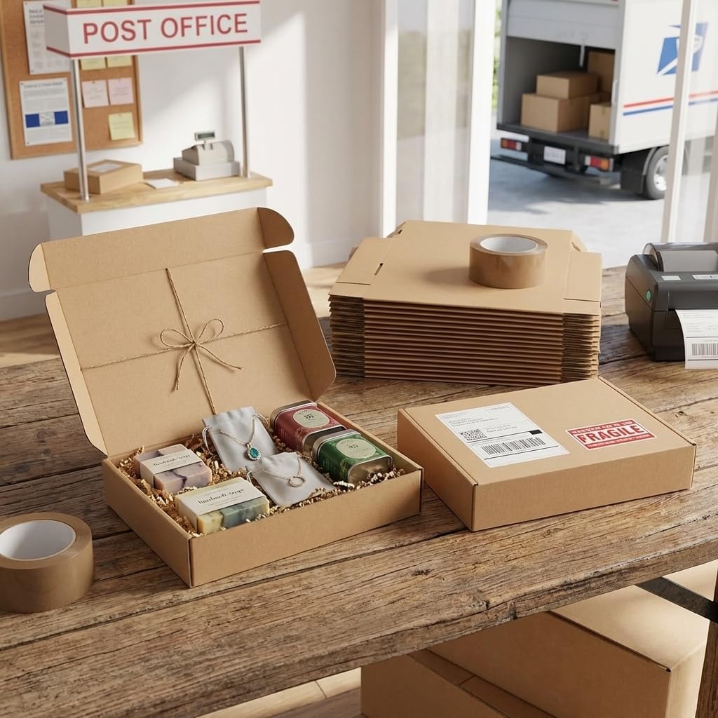 13x10x2 Cardboard Shipping Boxes Set of 20, Brown