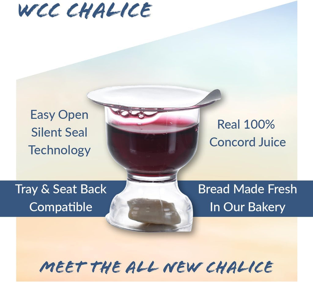 Chalice Prefilled Communion Cups 600 Count | Concord Grape Juice & Bread | Traditional, Easy-Open, Tray & Seatback