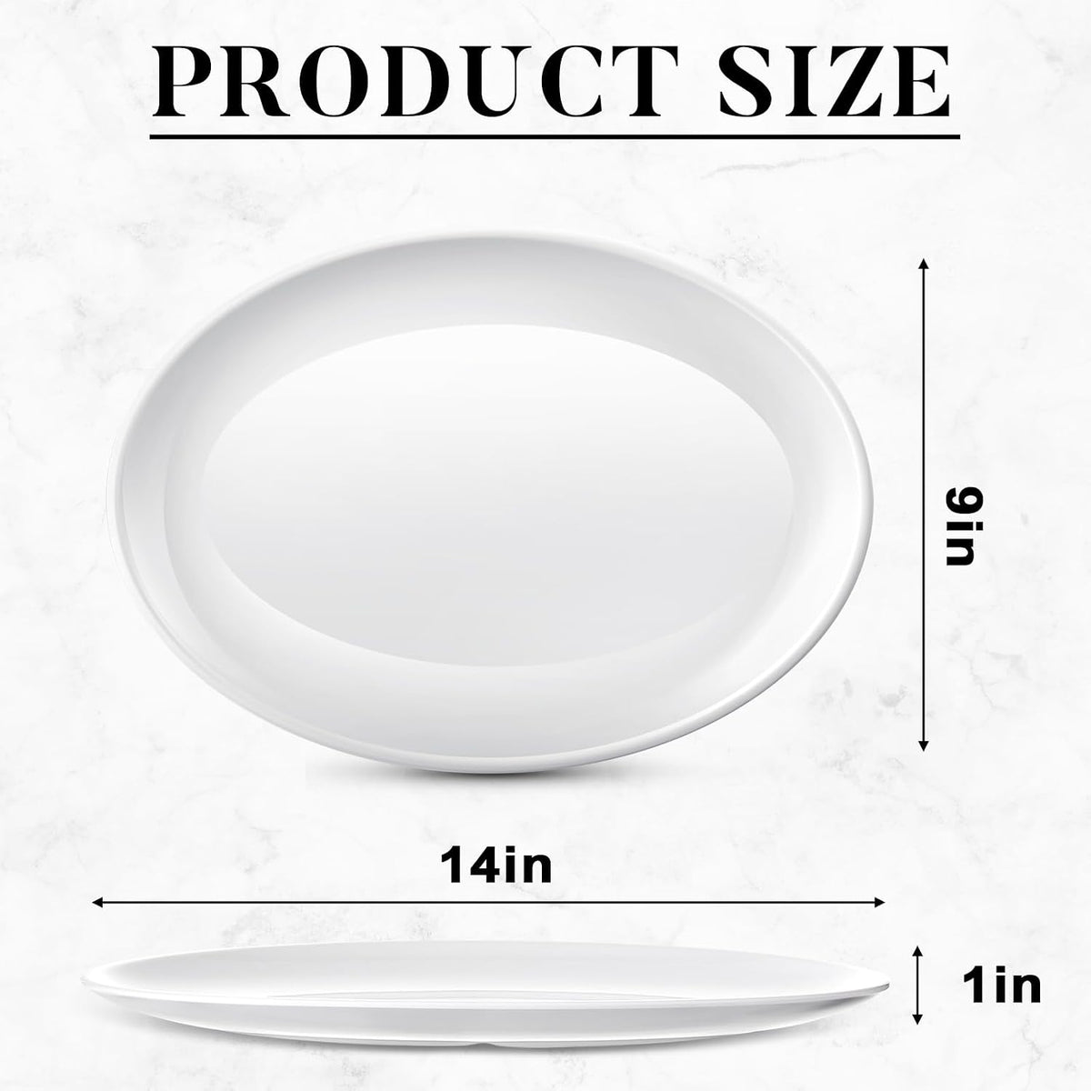 24 Pack 14" Large Serving Platters, Melamine Oval Plates Tray, White