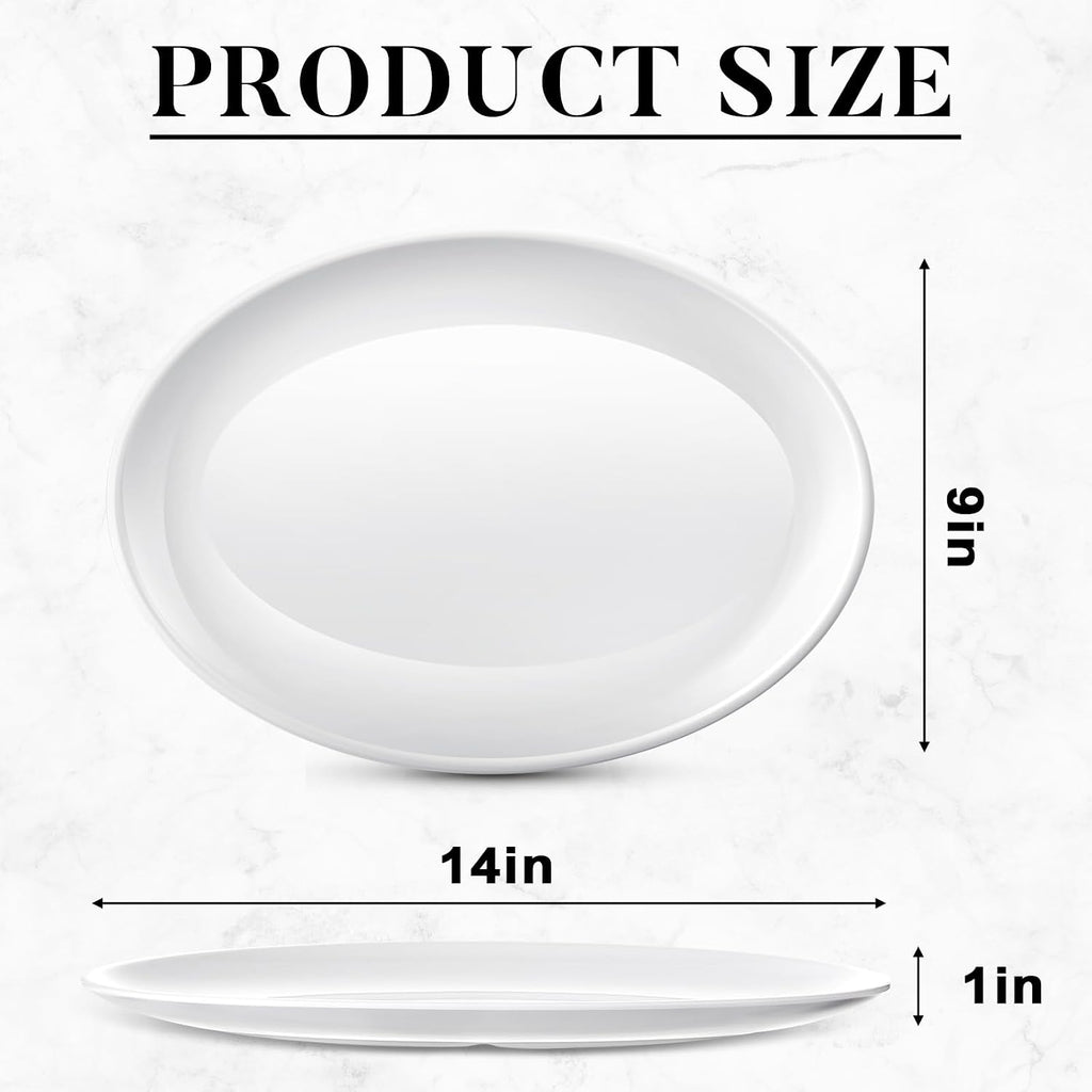 36 Pcs Large Serving Platters Oval Trays White Plates Serving Dish for Wedding Party Restaurant Home Steak, Taco