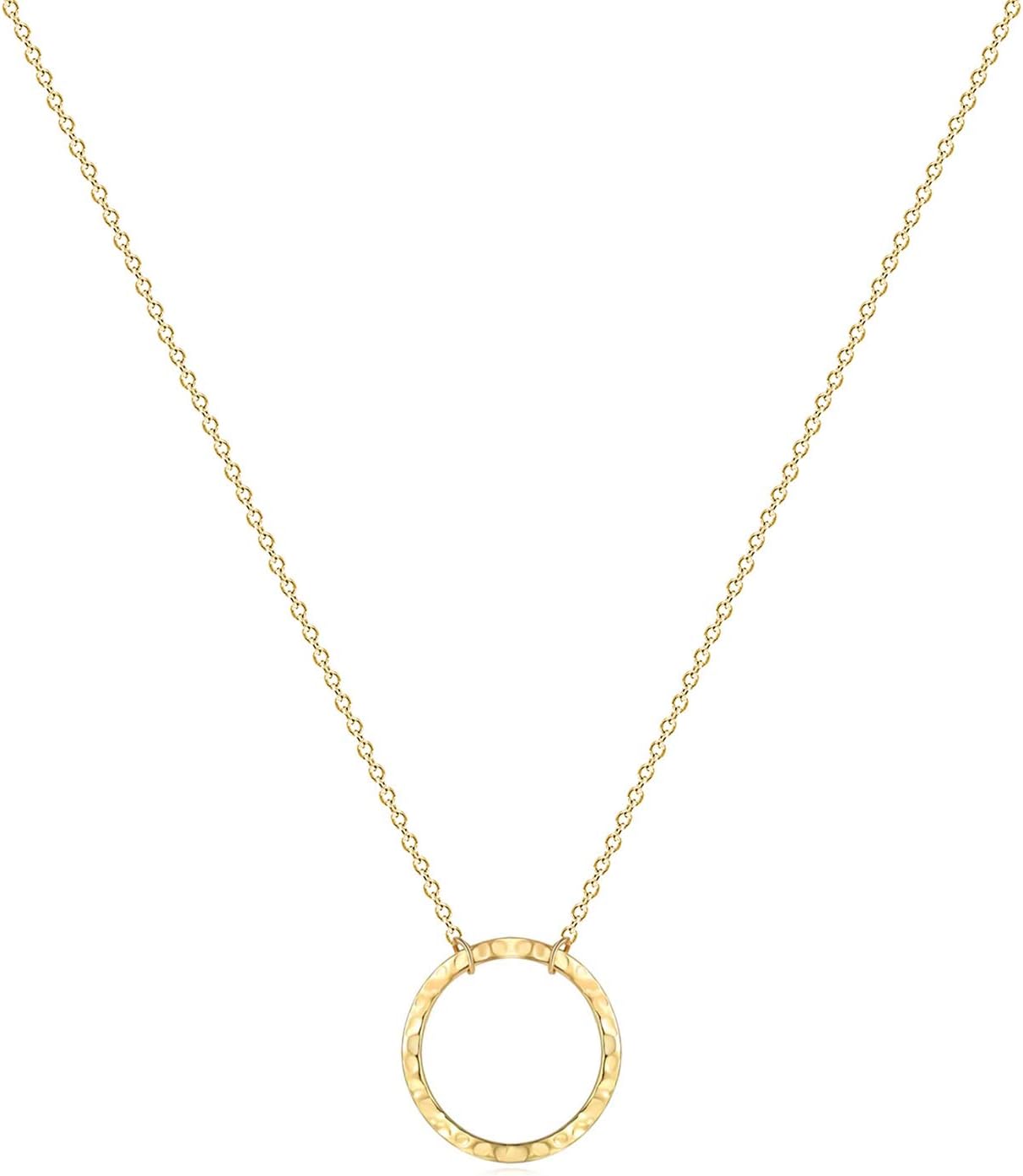 Pendant Necklace Gold Choker Layered Coin Open Karma Circle Full New Crescent Moon 14K Gold Plated Dainty Simple Moon