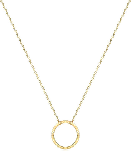 Pendant Necklace Gold Choker Layered Coin Open Karma Circle Full New Crescent Moon 14K Gold Plated Dainty Simple Moon