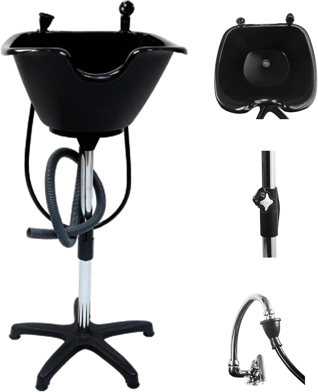 Portable Shampoo Bowl – Washing Unit & Hair Sink for Salons, Home Care, Seniors & Disabled – Chrome Steel Structure