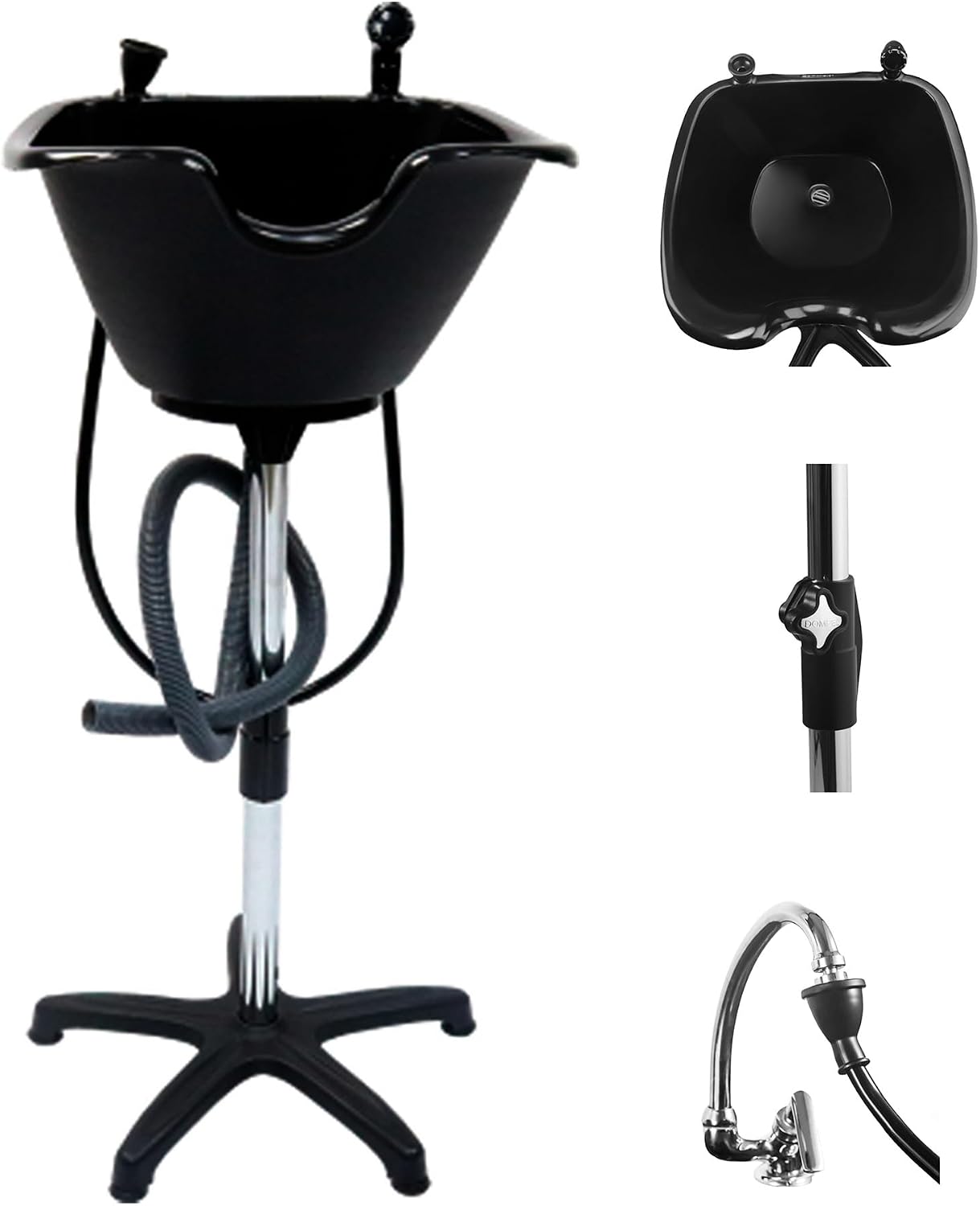 Portable Shampoo Bowl – Washing Unit & Hair Sink for Salons, Home Care, Seniors & Disabled – Chrome Steel Structure