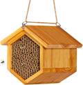Mason Bee House Wax Coated Bee Hotel, Pollinator House,Natural Handmade Wooden Mason Bee Hotel for Pollinating Bees