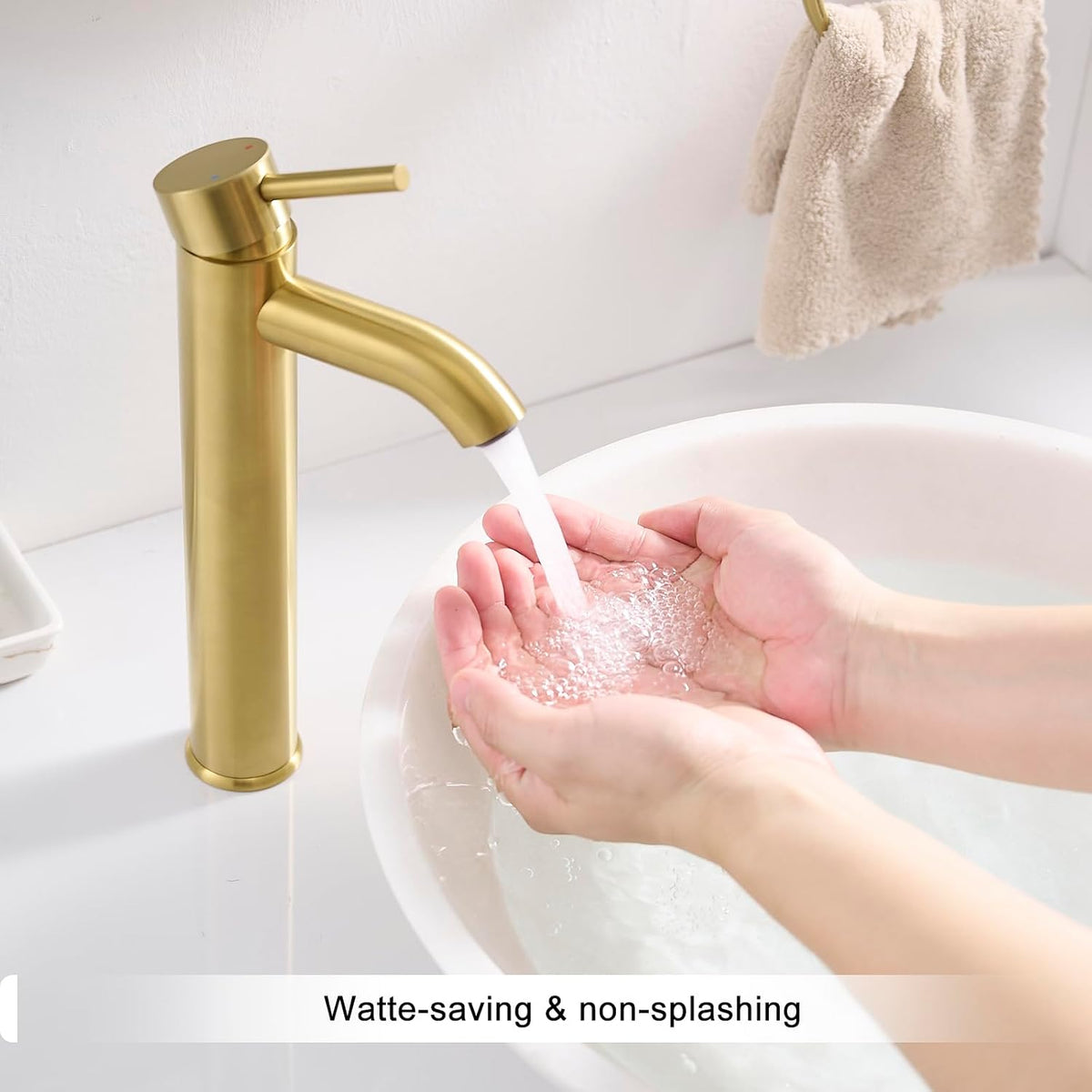 Vessel Sink Faucet Brushed Gold Tall Bathroom Faucets Single Handle One Hole Rv Vanity Lavatory Bathroom Sink Faucet
