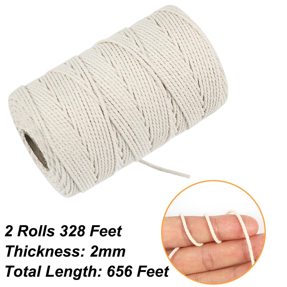 Butchers Twine, 2PCS 328 Feet 2mm Food Safe Bakers Twine, Beige