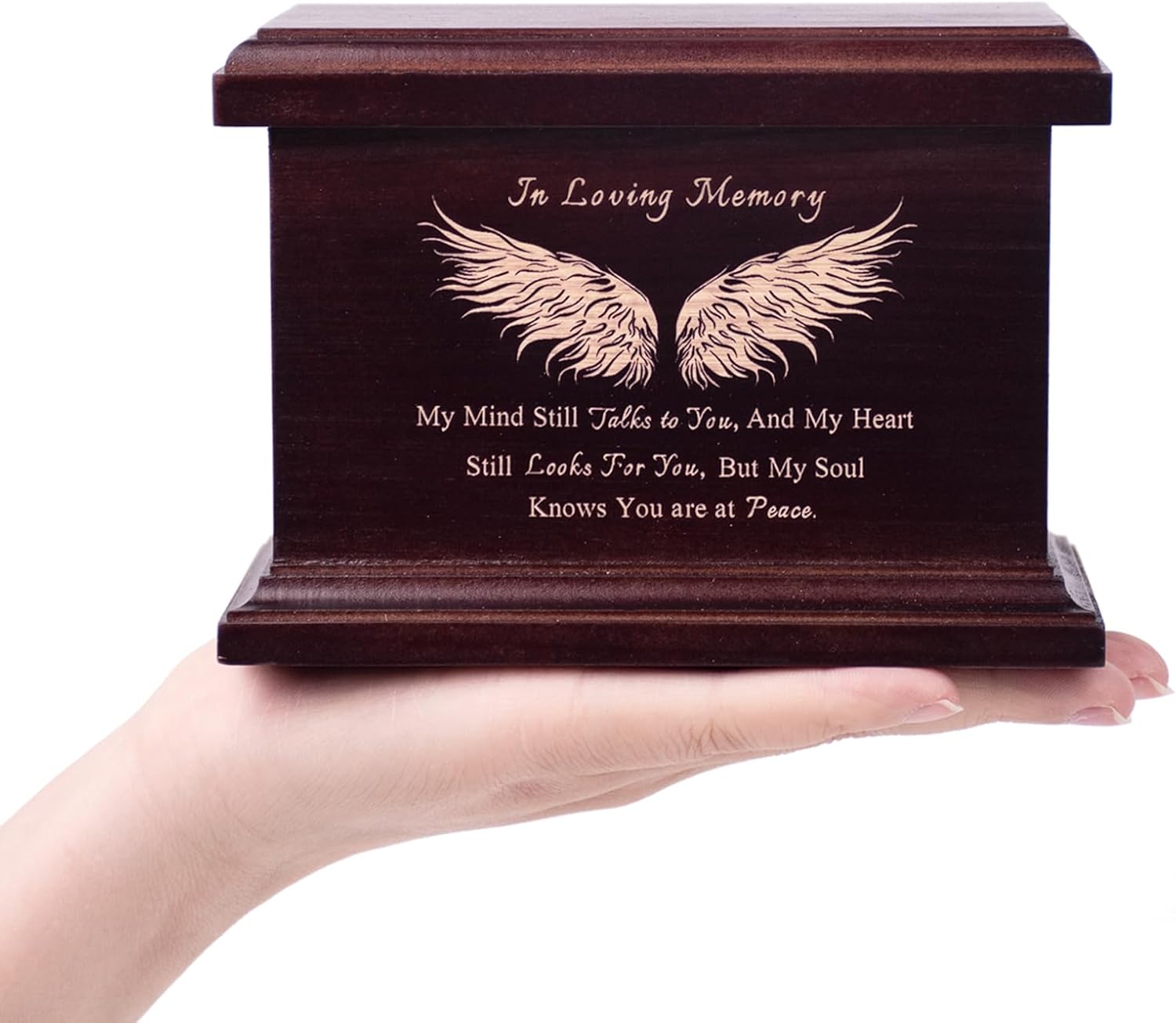 6 Inch Small Wooden Urn for Human Ashes - Keepsake Urn for Men & Women, Funeral Ashes Holder, Wooden Urn Box and