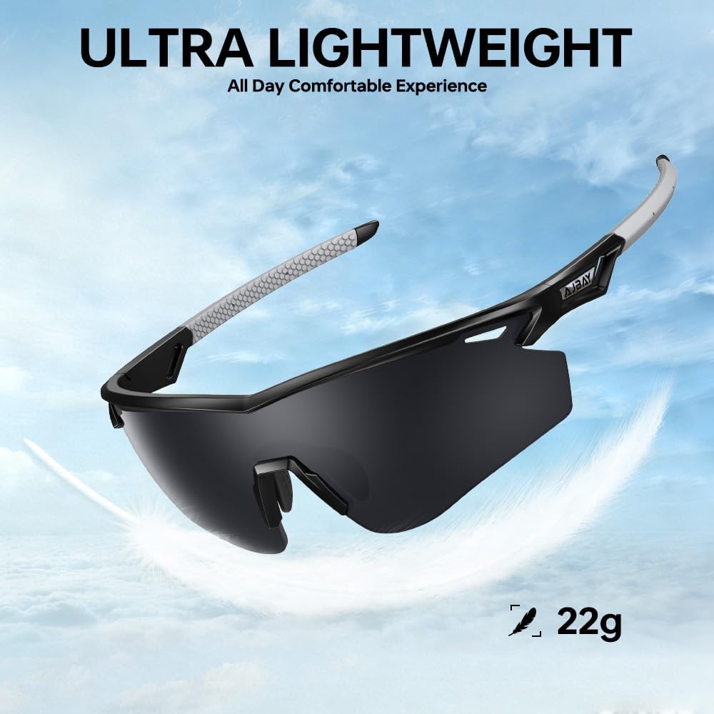 Polarized Running Sunglasses for Men Women Ultra-Comfort, UV400 Protection | 22g Lightweight TR90 Frame & Adjustable