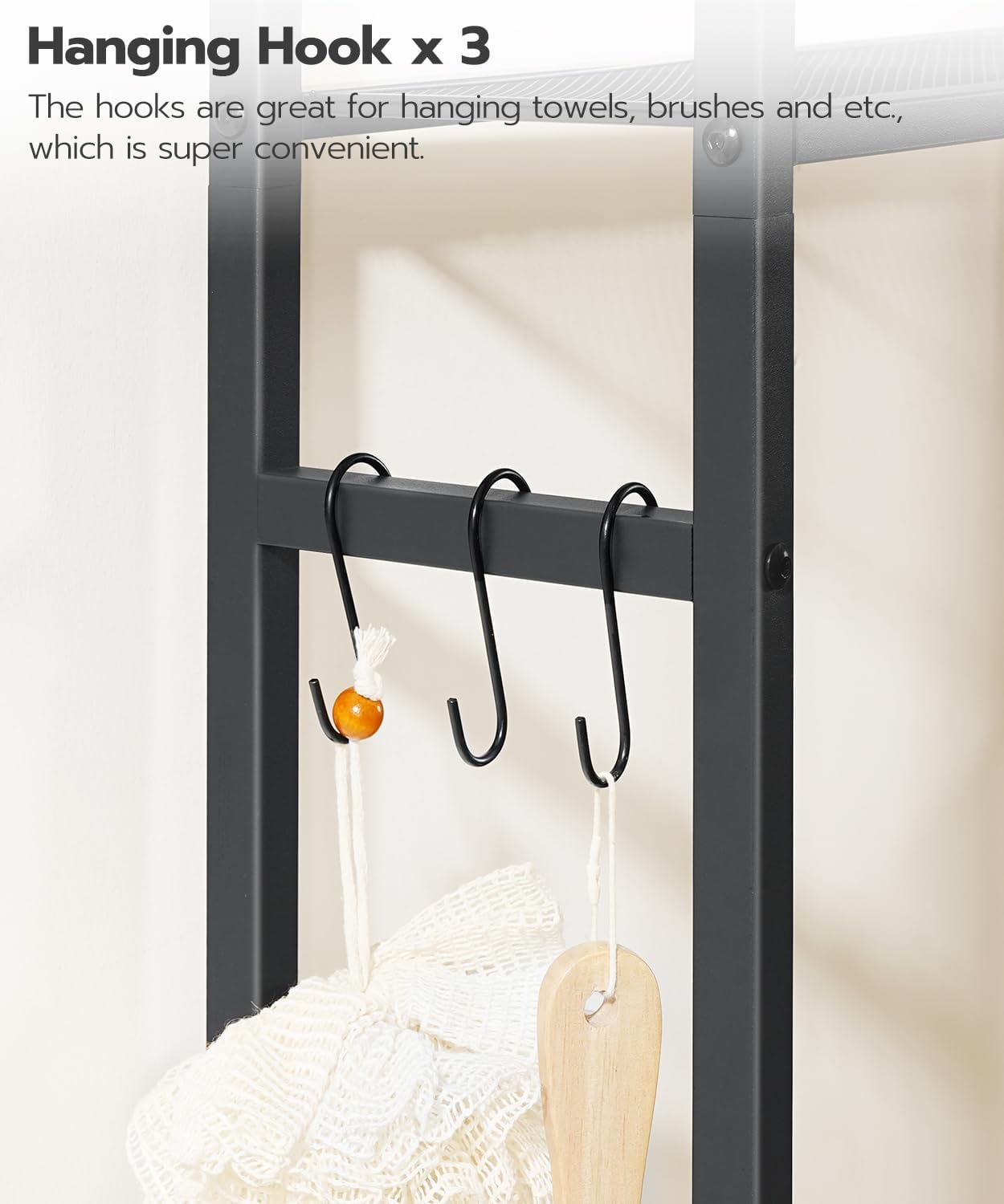 Over The Toilet Storage Cabinet, Freestanding Bathroom Organizer with Toilet Paper Holder, Hooks, 5-Tier Bathroom