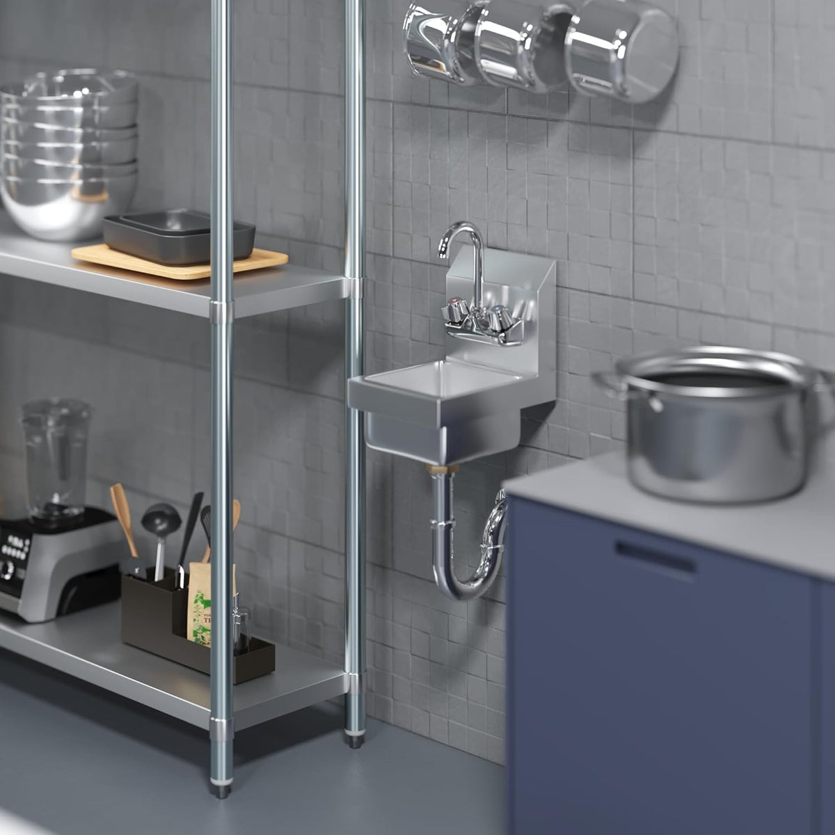 12" x 10" Wall Mount Hand Sink, Faucet, NSF
