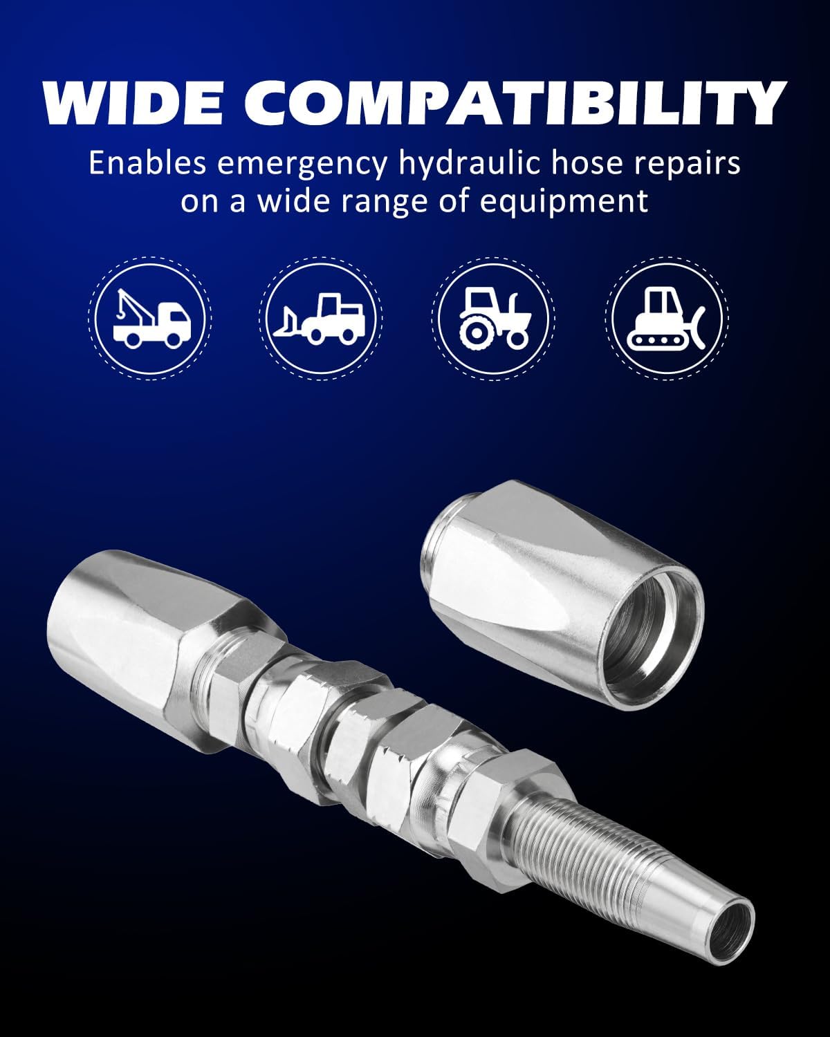 Hydraulic Hose Repair Kit, 3/8" Inner Diameter Reusable, 2-Wire Reusable Hydraulic Repair Fitting