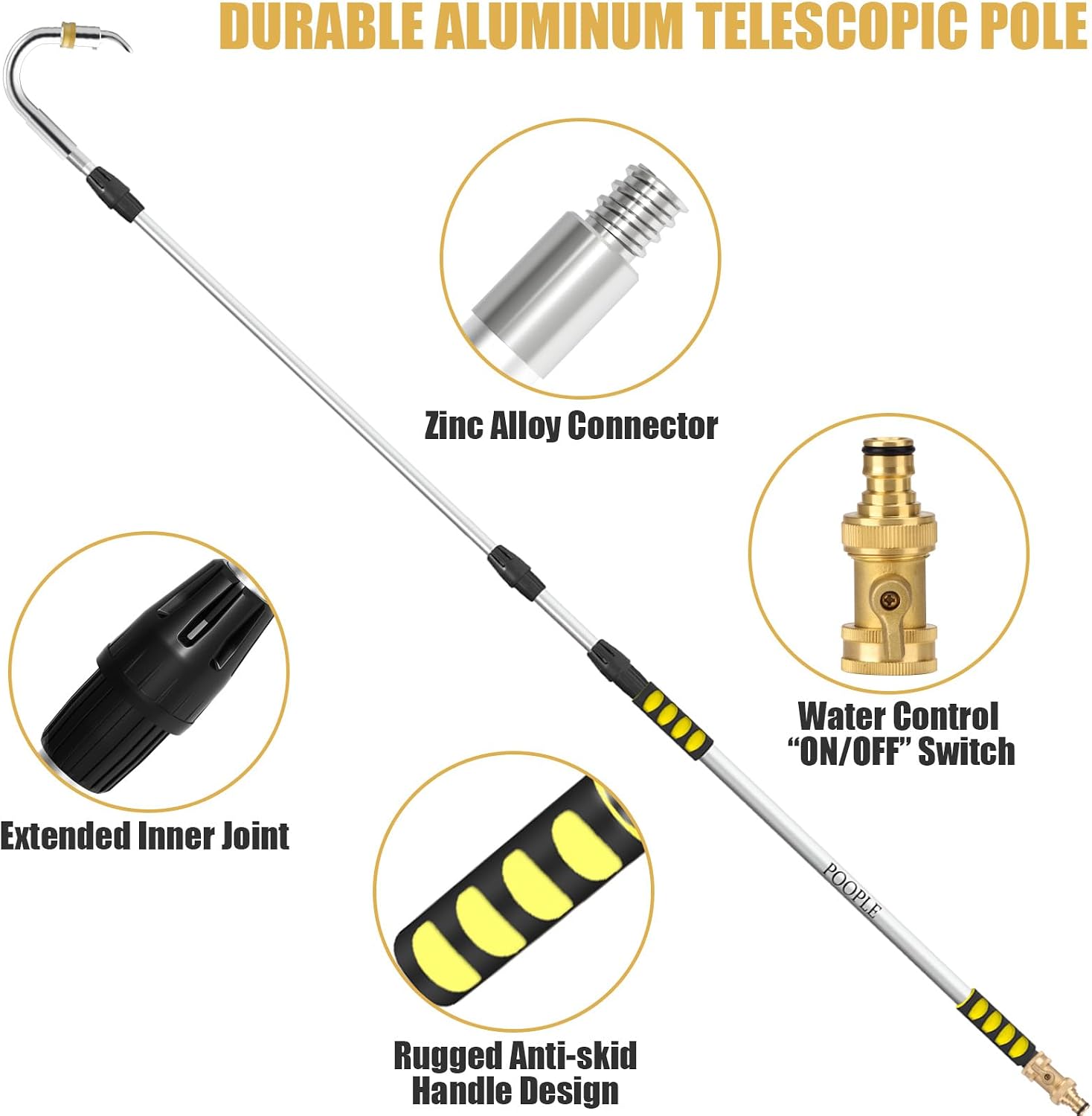 Gutter Cleaning Tools from The Ground, 20FT Reach Telescoping Gutter Cleaner Tool, Rain Gutters Cleaning Wand with
