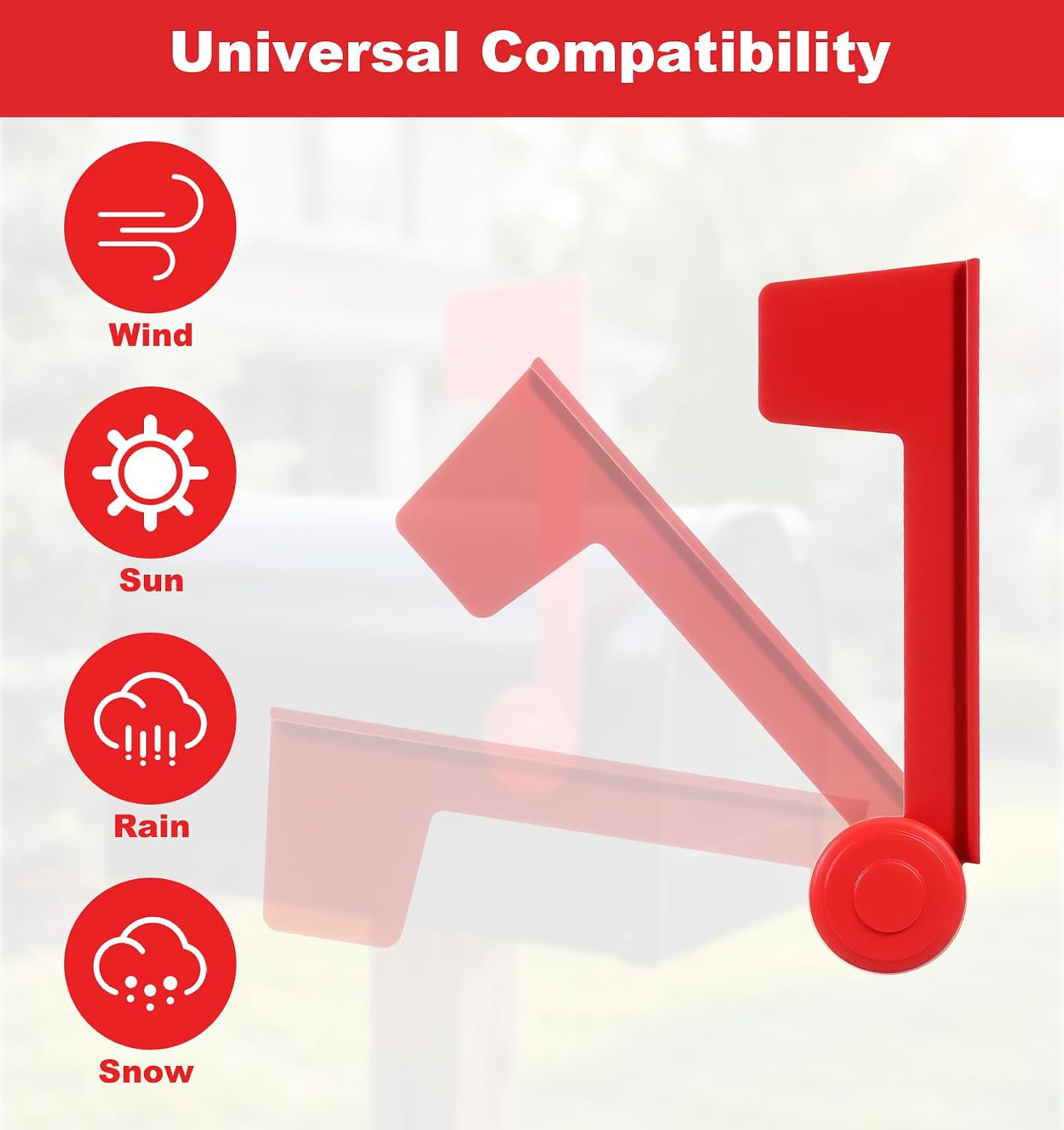 Mail Box Flag Replacement, Red Metal Replacement Mailbox Flag Easy Installation Universal Fits Outgoing Mailbox with