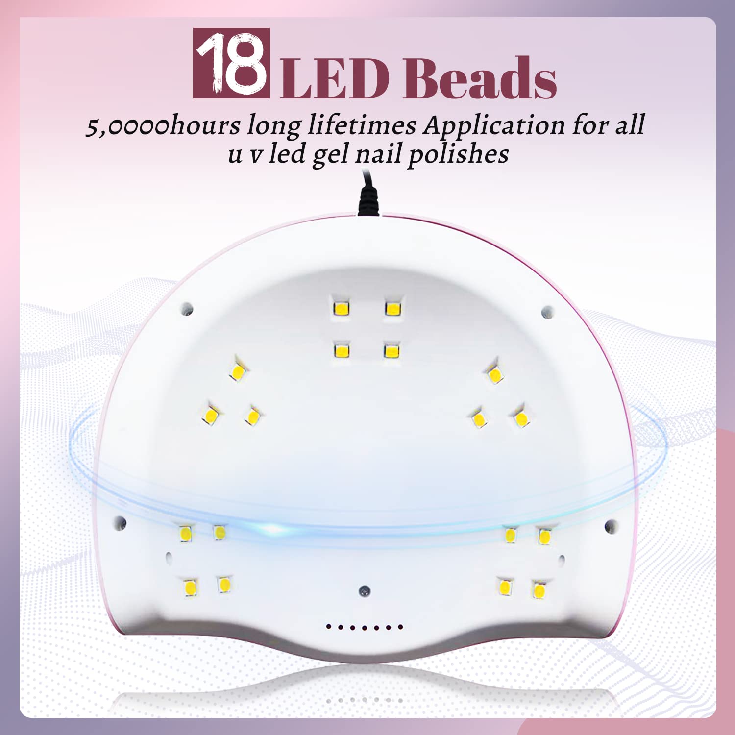 UV LED Nail Lamp 54W, Professional Nail Dryer Gel Polish Light, UV Light with 3 Timer Setting, Curing Gel LED Dryer