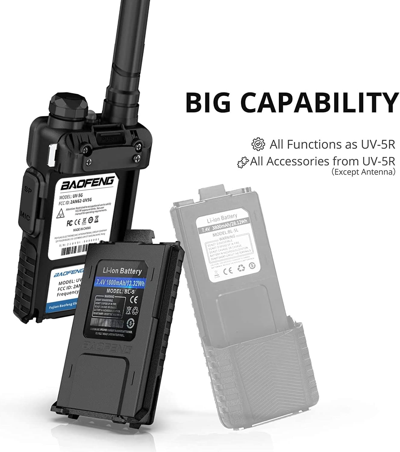 UV-5G (UV-5X) GMRS Handheld Radios, Long Range Two Way Radio 2 Pack | CHIRP Compatible, Repeater Capable, NOAA