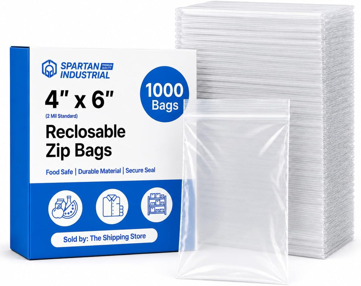 4” X 6” (1000 Count) 2 Mil Clear Reclosable Zip Plastic Poly Bags