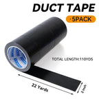 5-Pack 2 in 22 Yds Black Duct Tape, Strong & No Residue