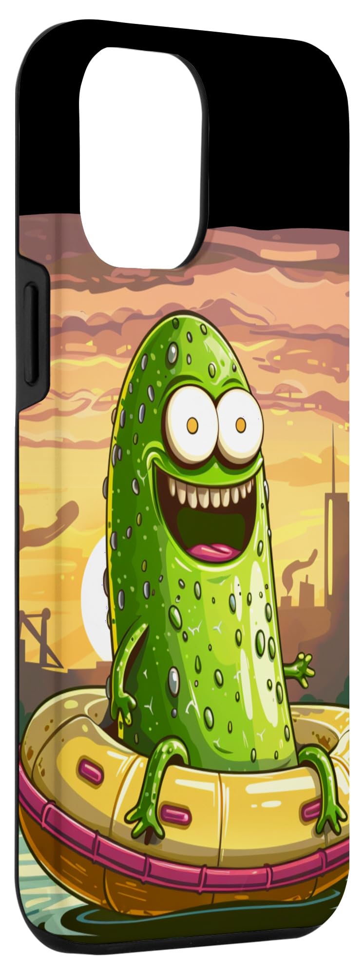 iPhone 15 Plus Crazy River tubing Pickle with sunset in Industrial Park Case