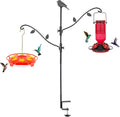 Deck Bird Feeder Pole, 42 Inches, Multiple Hooks, Adjustable, Detachable, Heavy Duty Steel, Stable, Black