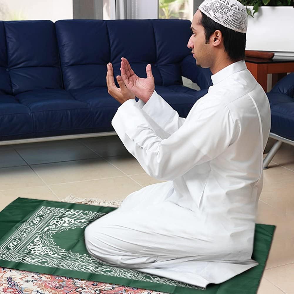 4 Pieces Portable Travel Prayer Mat with Compass, Waterproof Polyester Prayer Rug, Muslim Travel Prayer Mat, for
